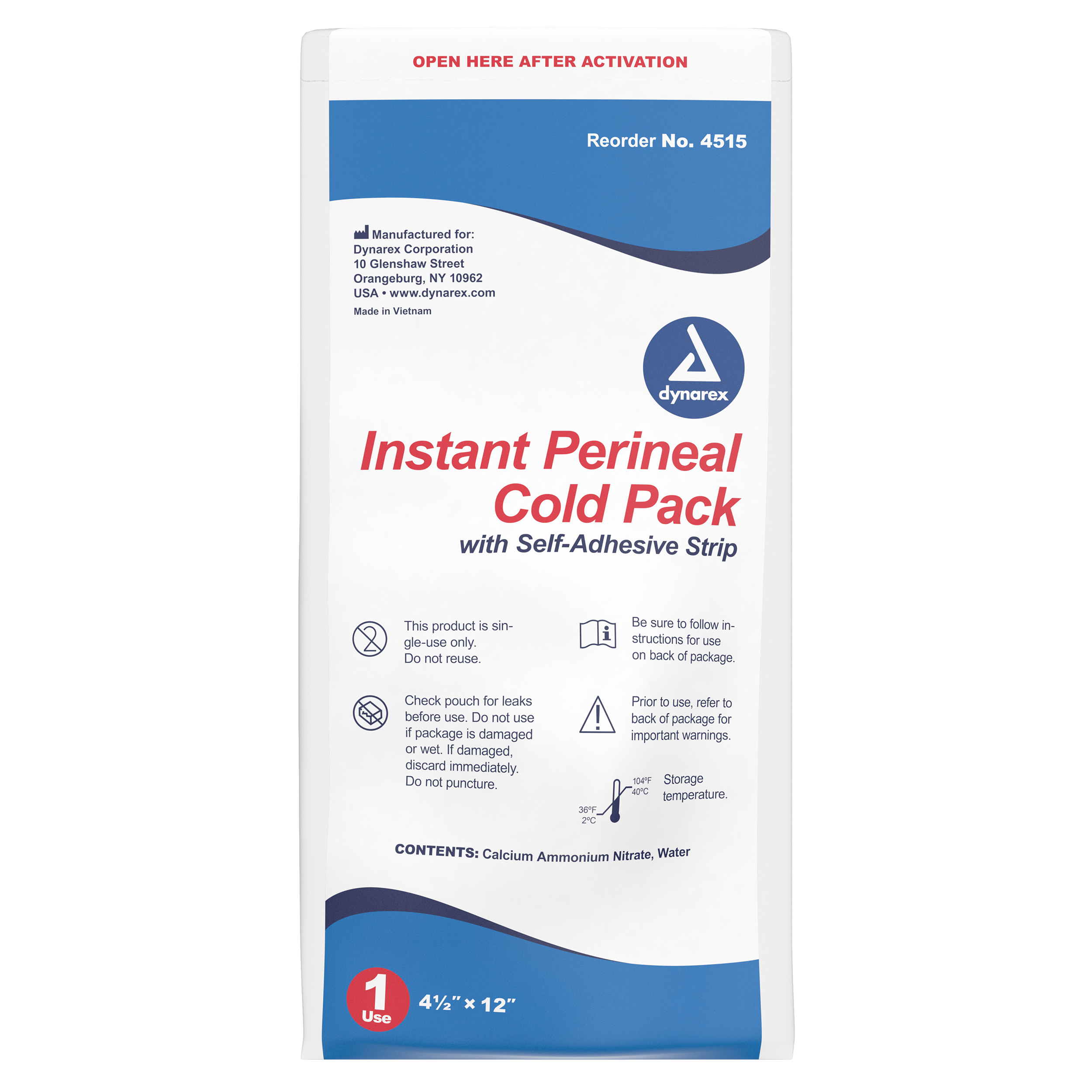 Perineal Instant Cold Pack With Self Adhesive Strip, 4 1/2″ X 12″
