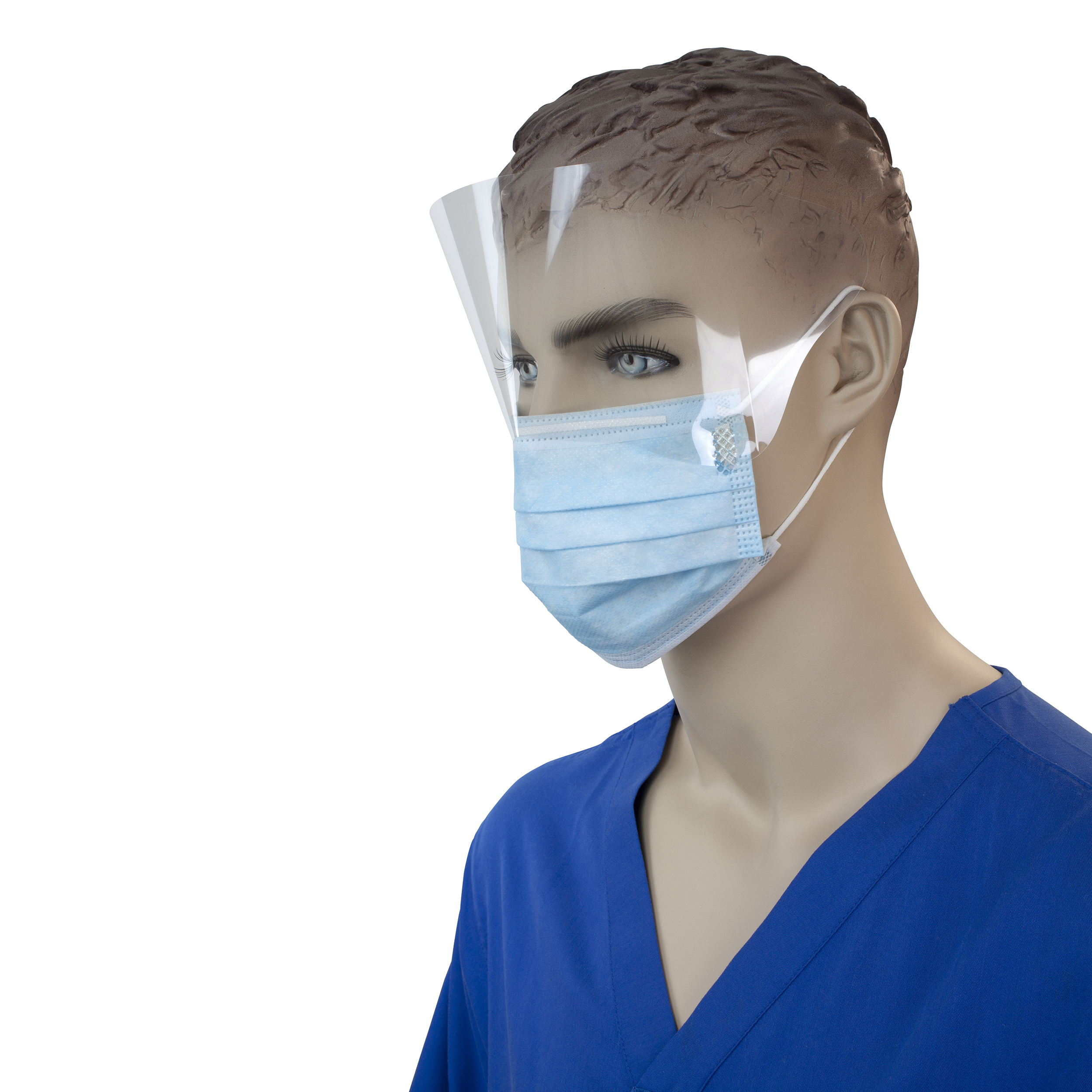 Procedure Face Mask With Ear Loop & Plastic Shield – Blue
