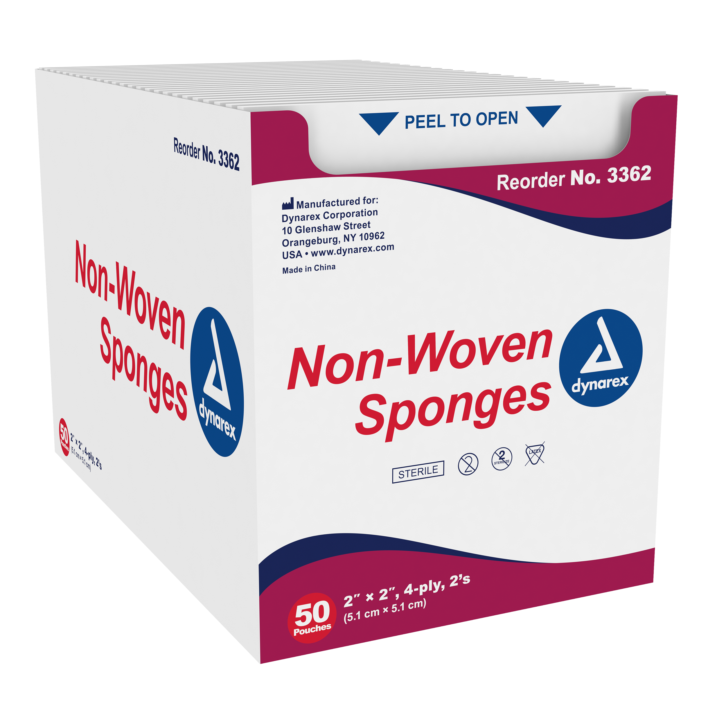 Non-Woven Sponge Sterile 2’s, 2″x 2″, 4 Ply