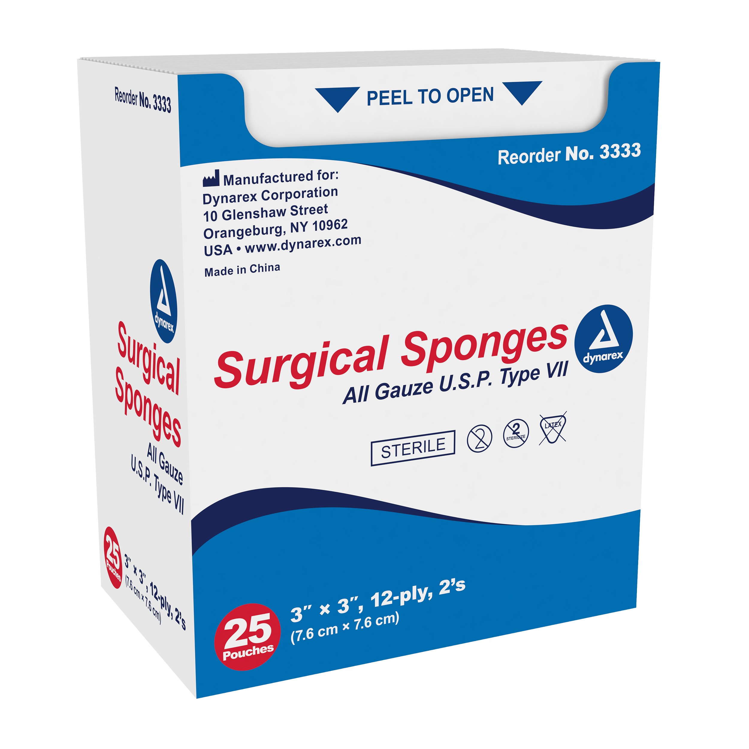 Surgical Gauze Sponge Sterile 2’s 3″x 3″ 12 Ply