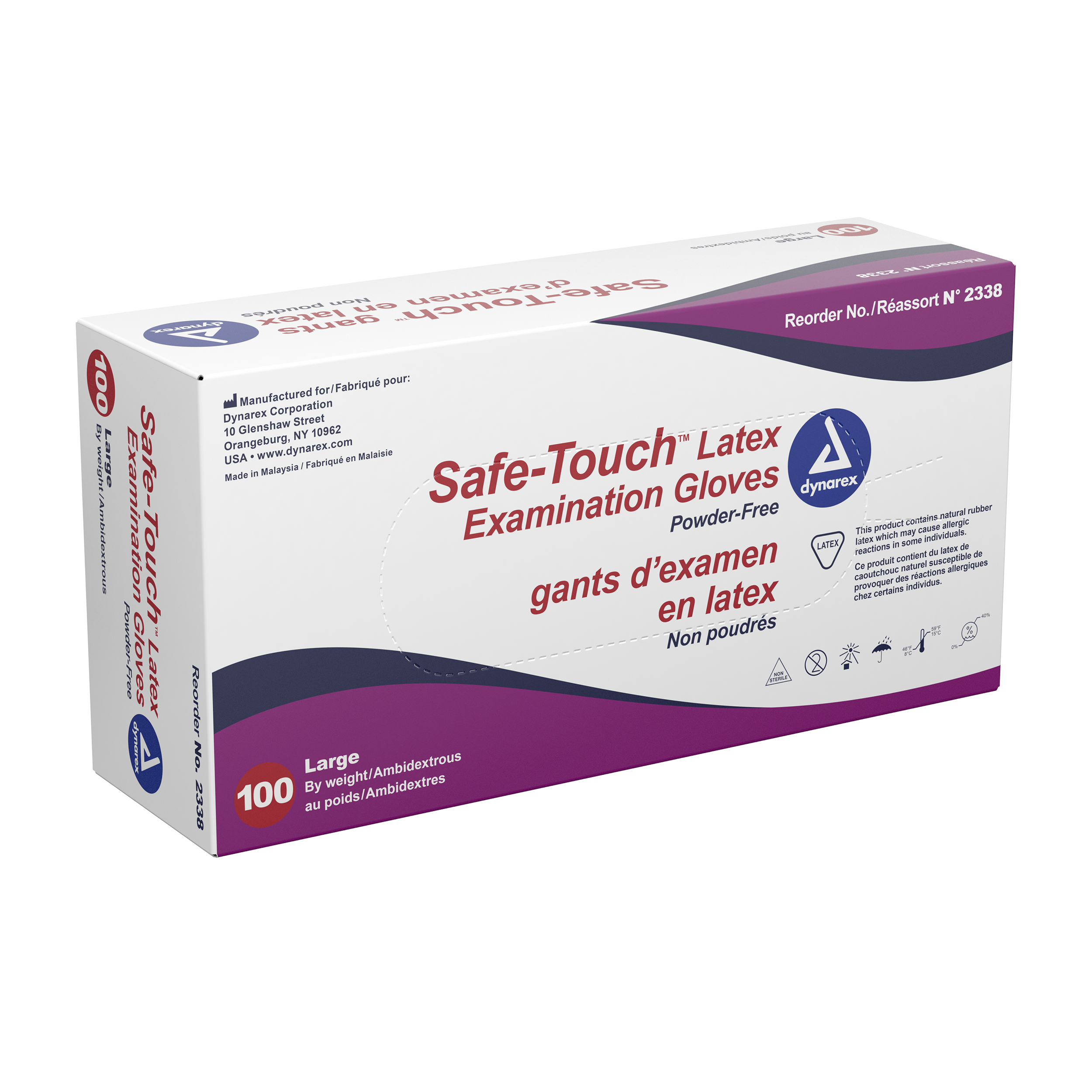 Safe-Touch Latex Exam Gloves- Powder-Free – L