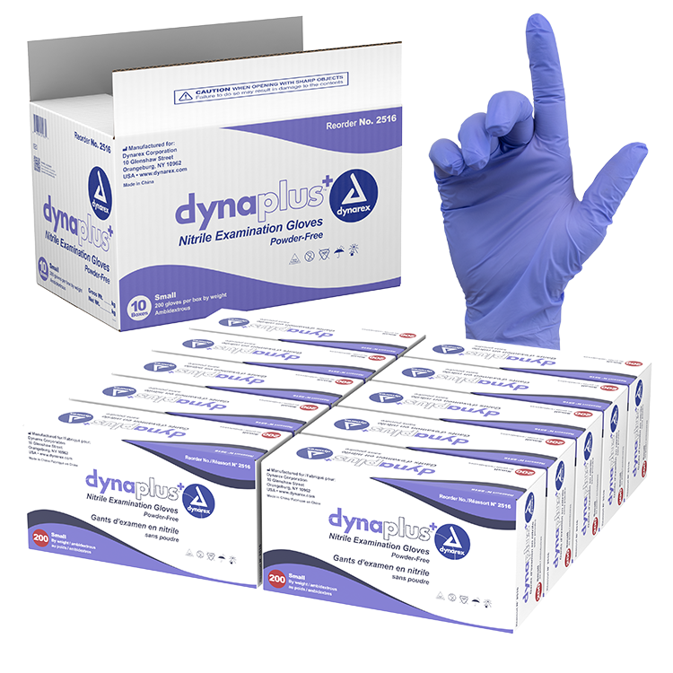 DynaPlus Nitrile Exam Gloves- Powder-Free – S